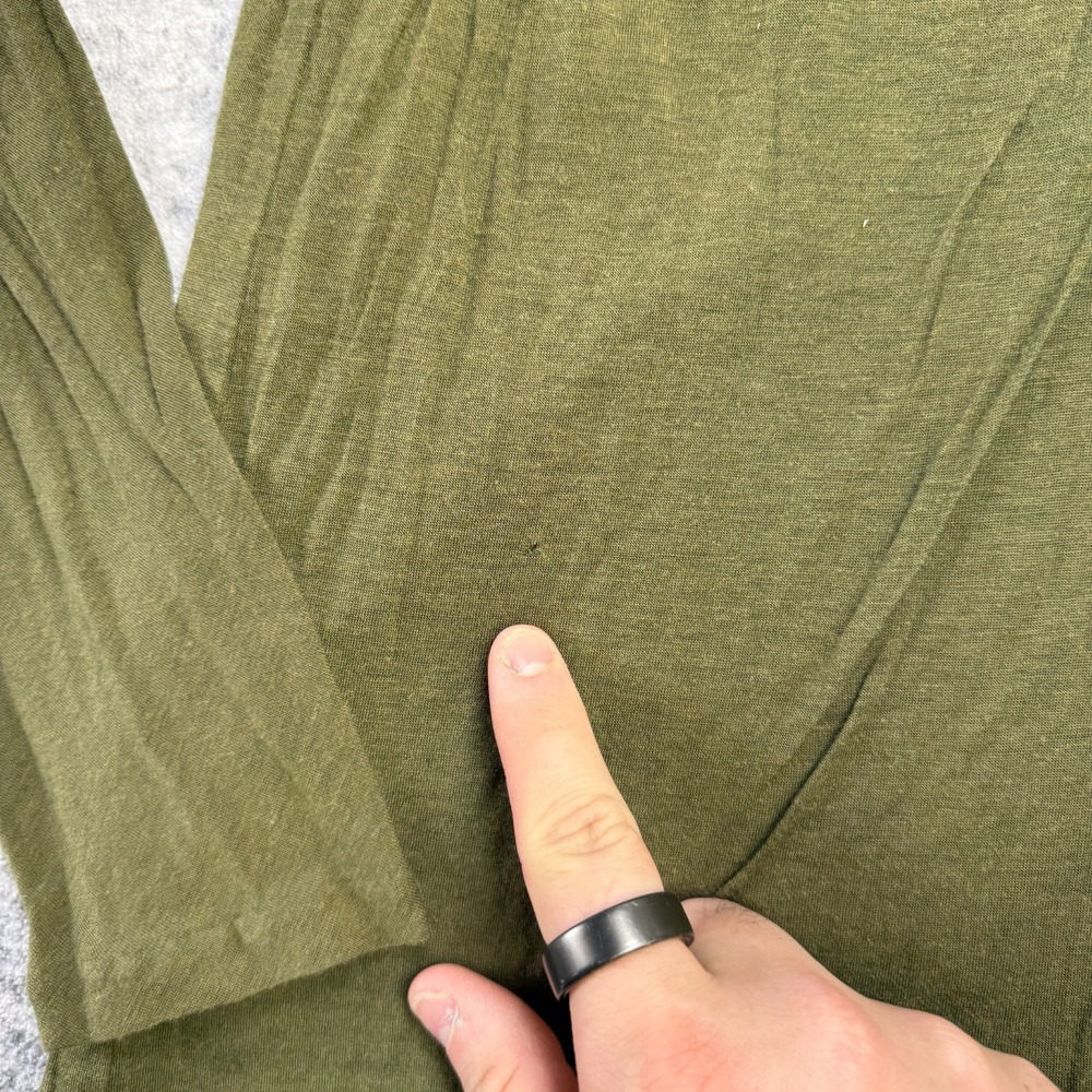 Vintage Ralph Lauren‎ Top Womens XL Olive Green Modal Wool Puff Shoulder Y2K - Picture 3 of 12